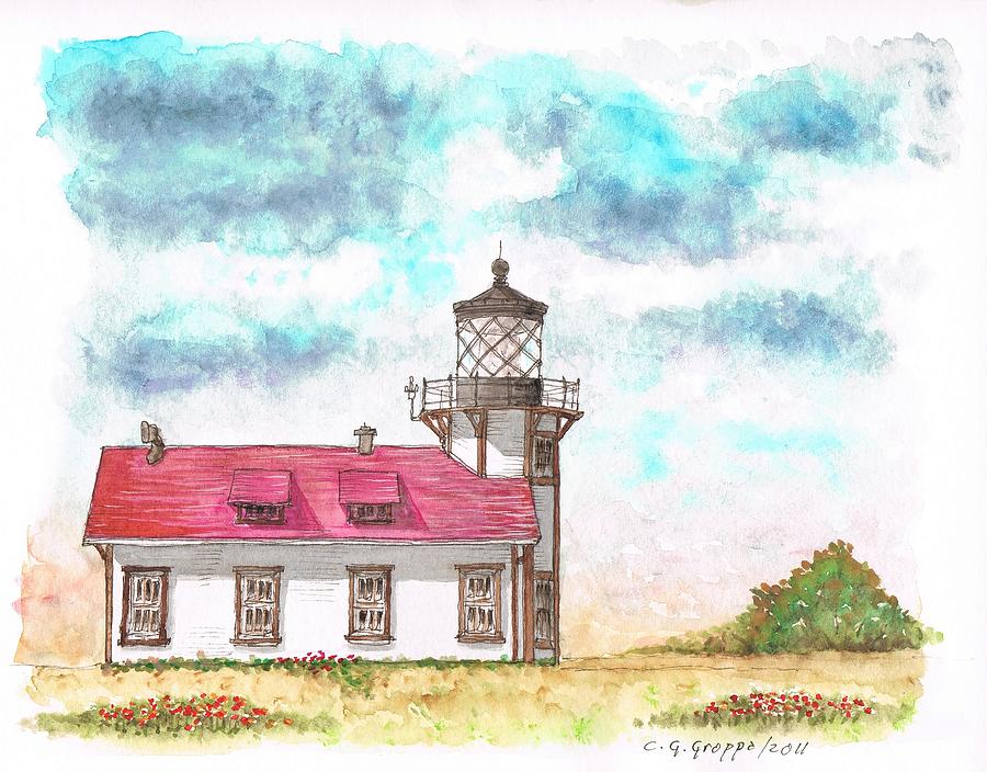 Lighthouse Point Cabrillo - California Painting by Carlos G Groppa