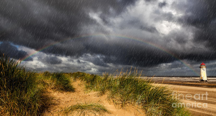 Lighthouse Rainbow Photograph by Adrian Evans