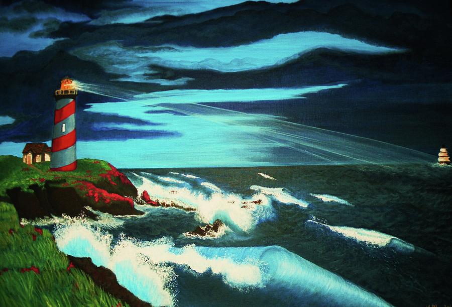 Lighthouse Rescue Painting by Victoria Rhodehouse