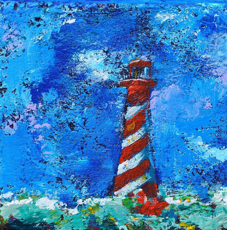 Lighthouse Rock, Blue Impression Painting by Eduard Meinema