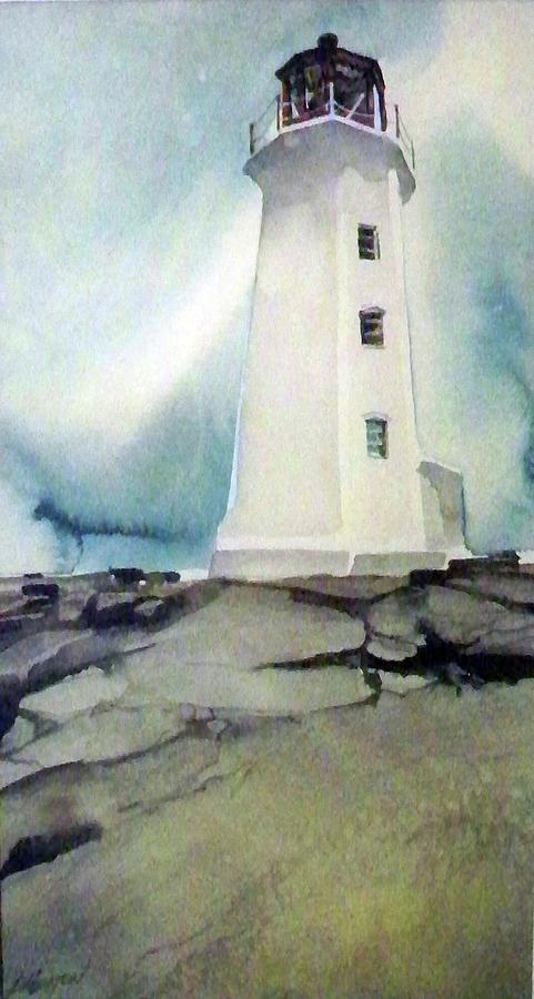 Lighthouse Rock Painting by Ed Heaton