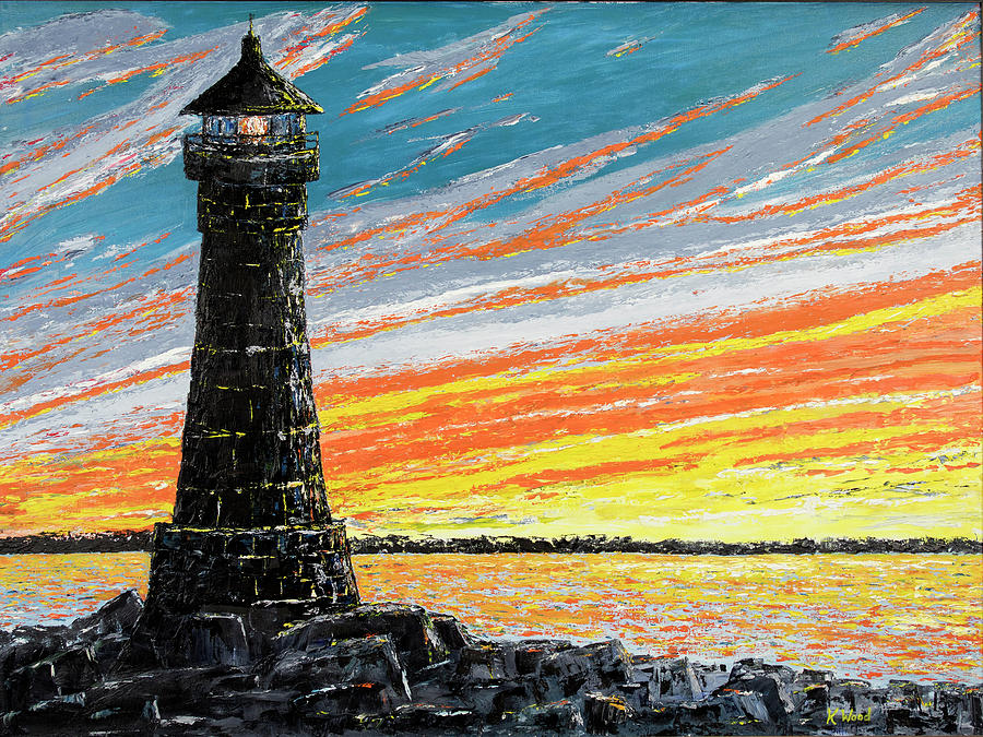 Lighthouse Silhouette  Painting by Ken Wood