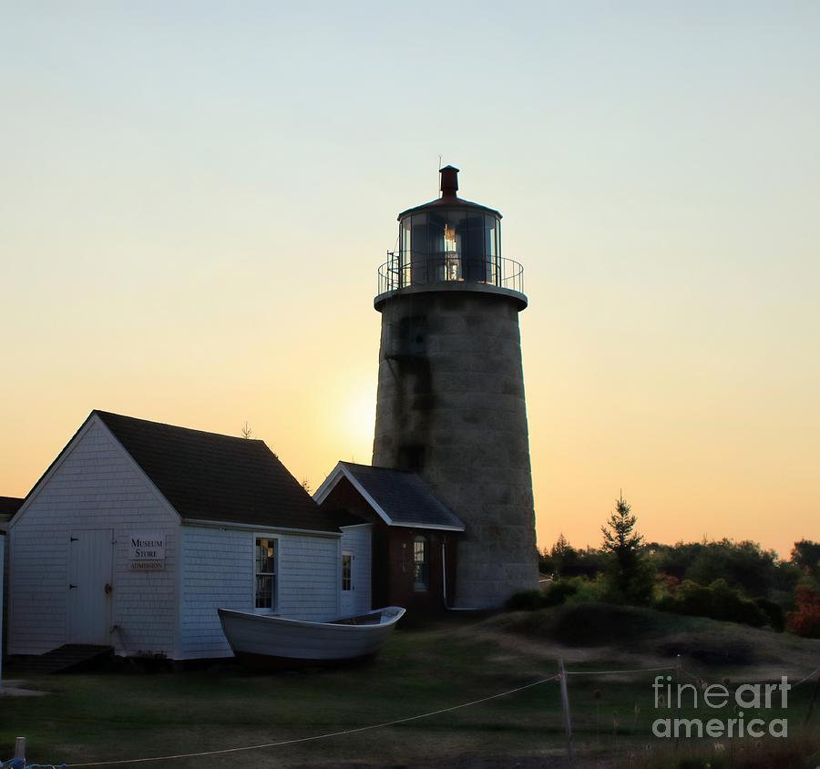 Architecture Photograph - Lighthouse - Sunrise - Monhegan by Marcia Lee Jones
