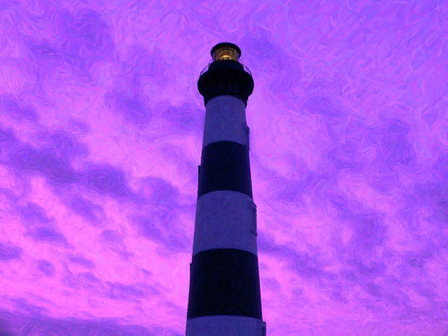 Lighthouse Sunset - Digital Art Photograph by Al Powell Photography USA