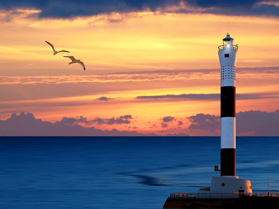 Dungeness Lighthouse Sunset Photograph by Gill Billington
