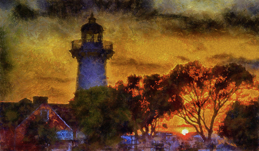 Lighthouse Sunset Mixed Media by Joseph Hollingsworth
