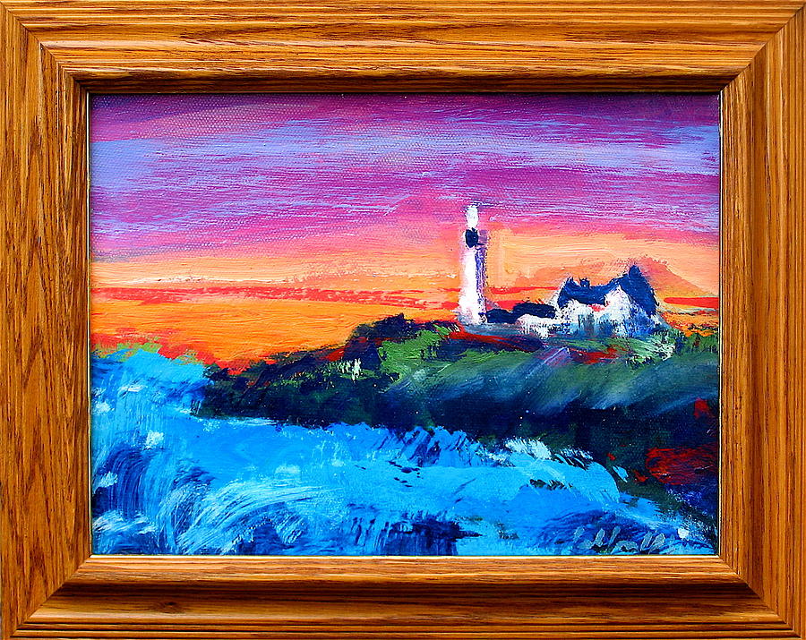 Lighthouse Sunset Painting by Les Leffingwell