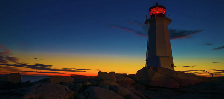 Lighthouse Sunset Panoramic  Photograph by Prince Andre Faubert