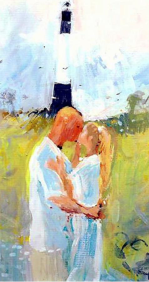 Lighthouse Wedding Painting by Gertrude Palmer