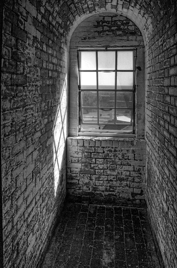Architecture Photograph - Lighthouse Window  Black and White by Peter Tellone
