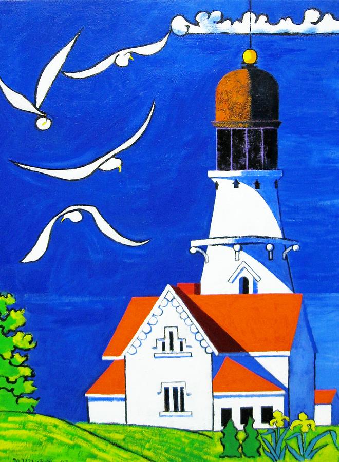 Lighthouse Painting - Lighthouse with Seagull by Nicholas Martori