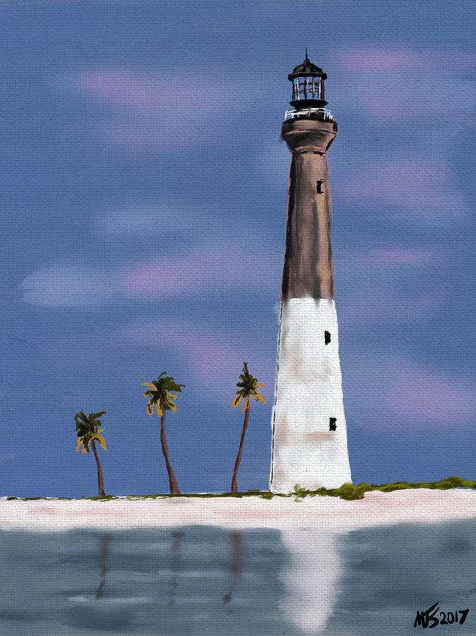Lighthouse By The Palms Digital Art by Michael Kallstrom