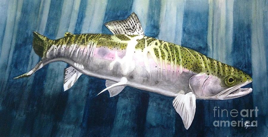 Salmon Painting - Lighting by Jbs Water on Cotton Salmon Painting - Lighting by Jbs Water on Cotton