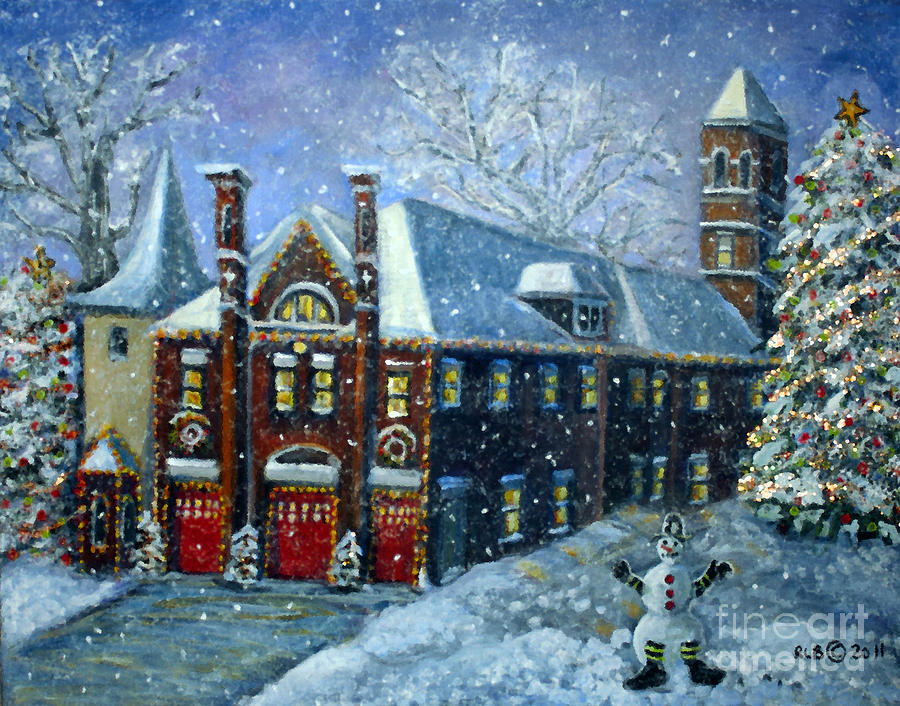 Christmas Painting - Lighting Up the Christmas Tree by Rita Brown