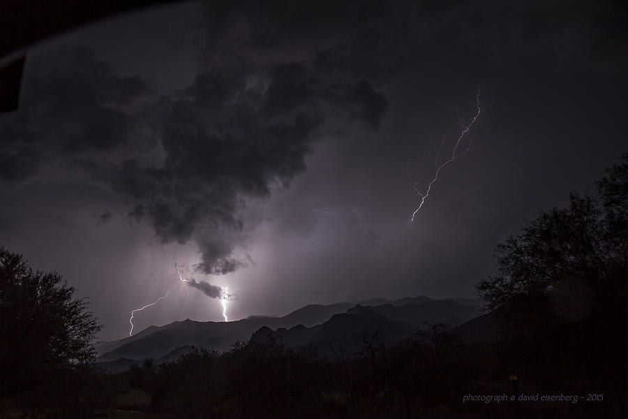 Lightning Photograph - Lightning 2 Catalina State Park 7 17 2015 by David Eisenberg
