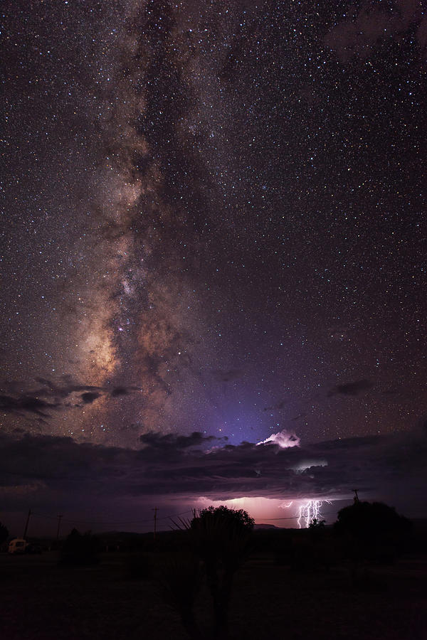Lightning and Milky Way Photograph by Dennis Sprinkle