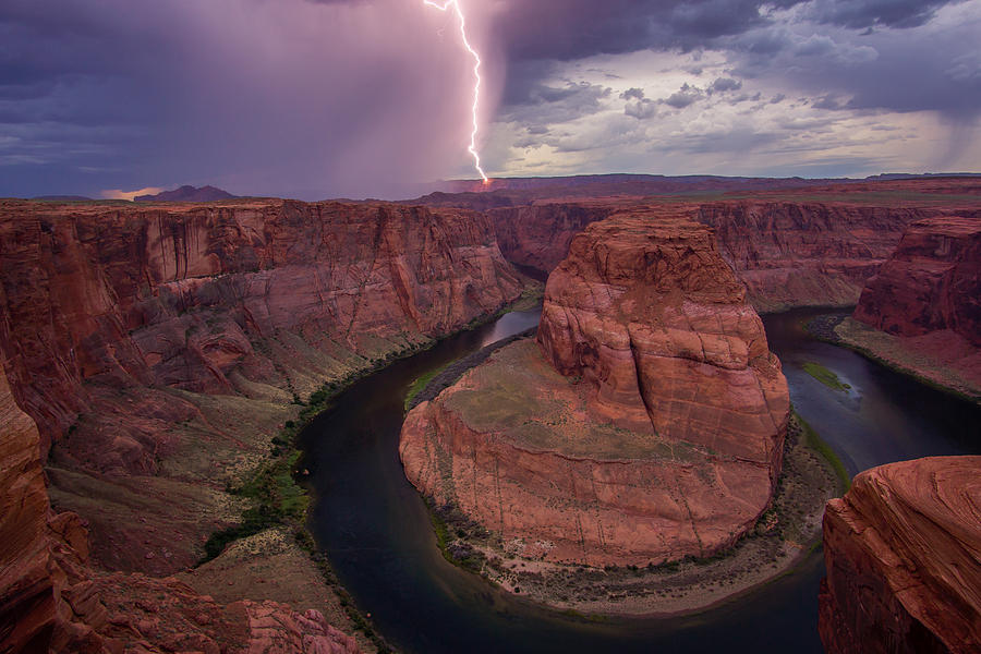 Lightning at Horse Shoe Bend Photograph by Philip Cho