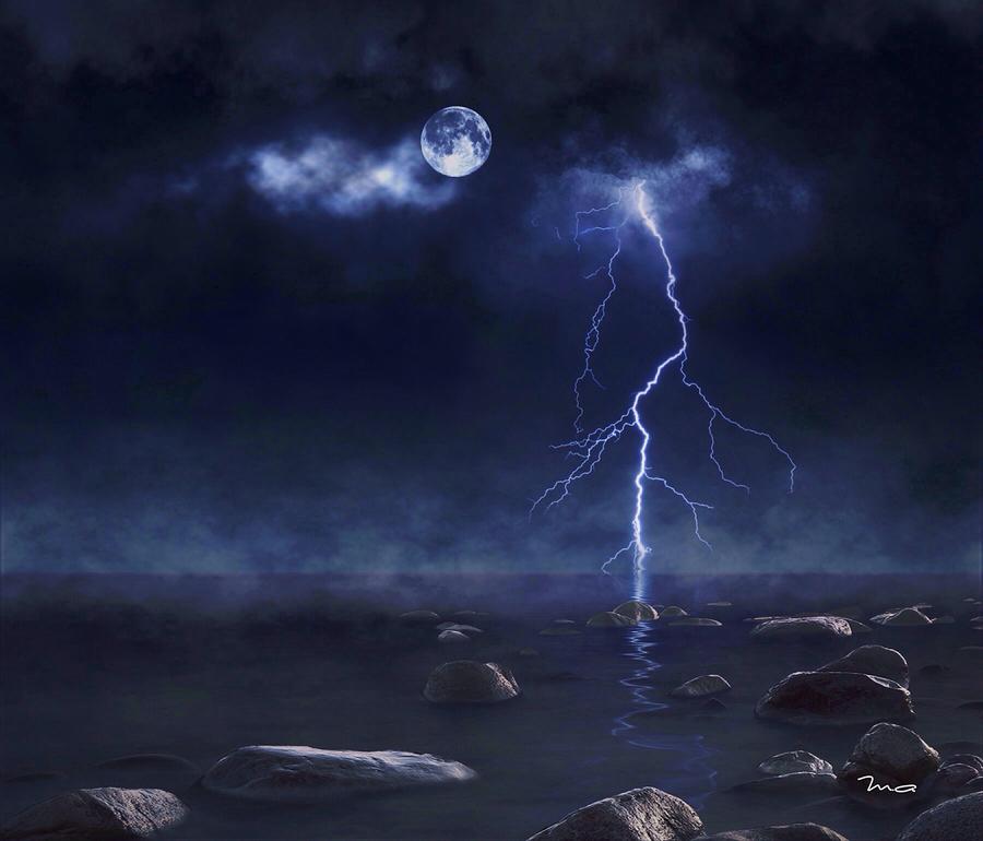 Lightning at Sea Photograph by Mark Taylor