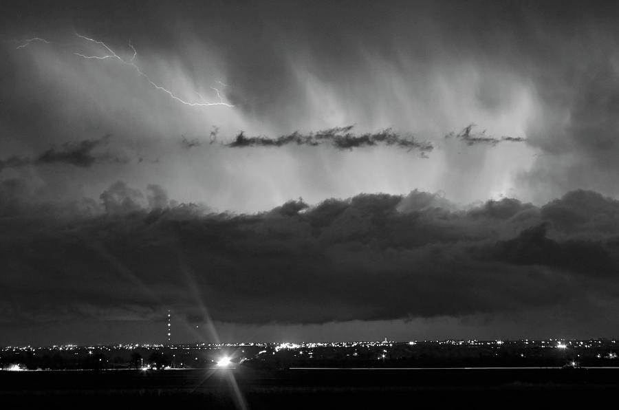 Lafayette Photograph - Lightning Cloud Burst Black and white by James BO Insogna