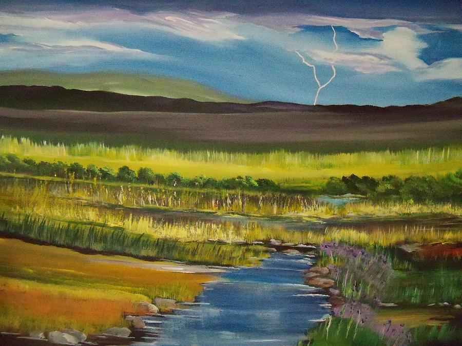 Landscape Painting - Lightning Does Strike Twice by Terry Lash