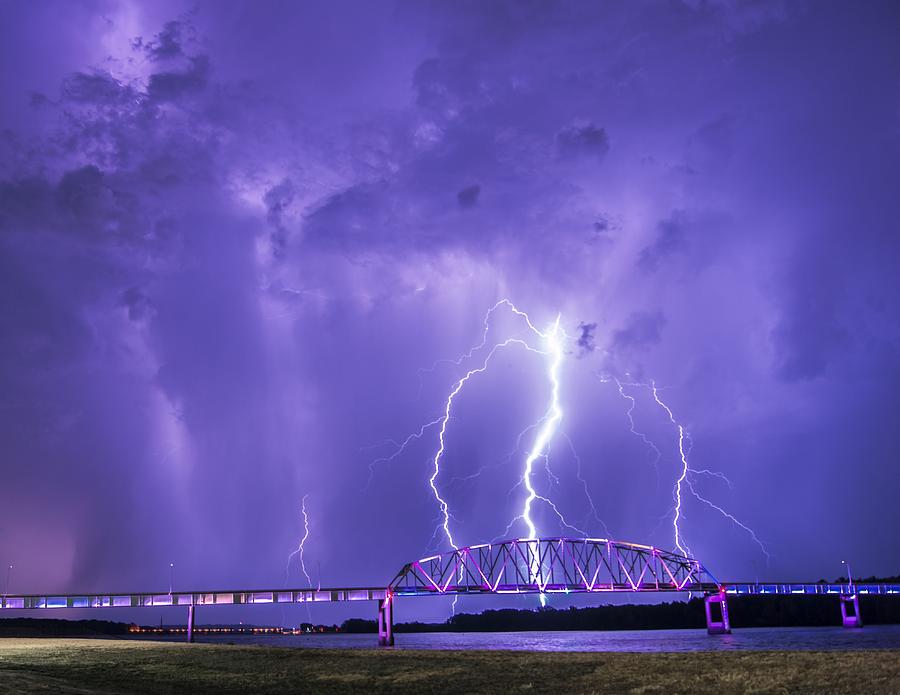 Lightning Forks Over the Mississippi River Photograph by Paul Brooks