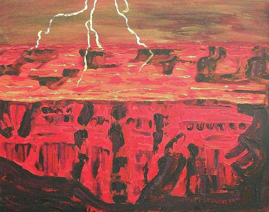 Abstract Painting - Lightning in Hell by Suzanne  Marie Leclair