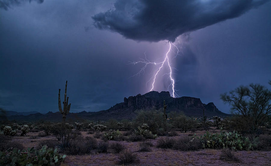 Lightning in the Superstition Wilderness  Photograph by Saija Lehtonen