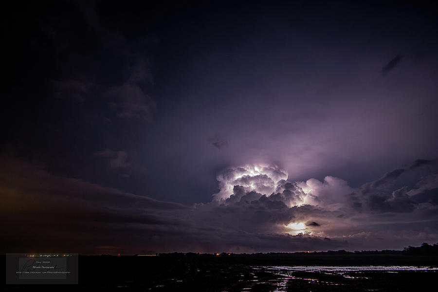 Landscape Photograph - Lightning Lit Tower by Paul Brooks