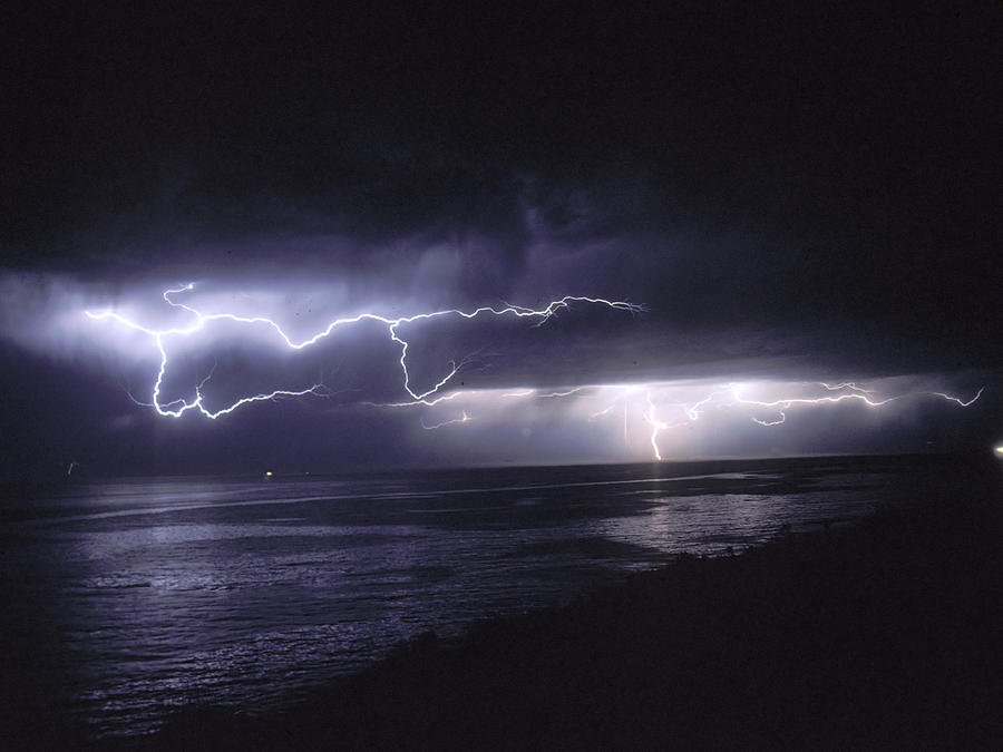 Lightning off the Gaviota Coast Photograph by Brian Lockett