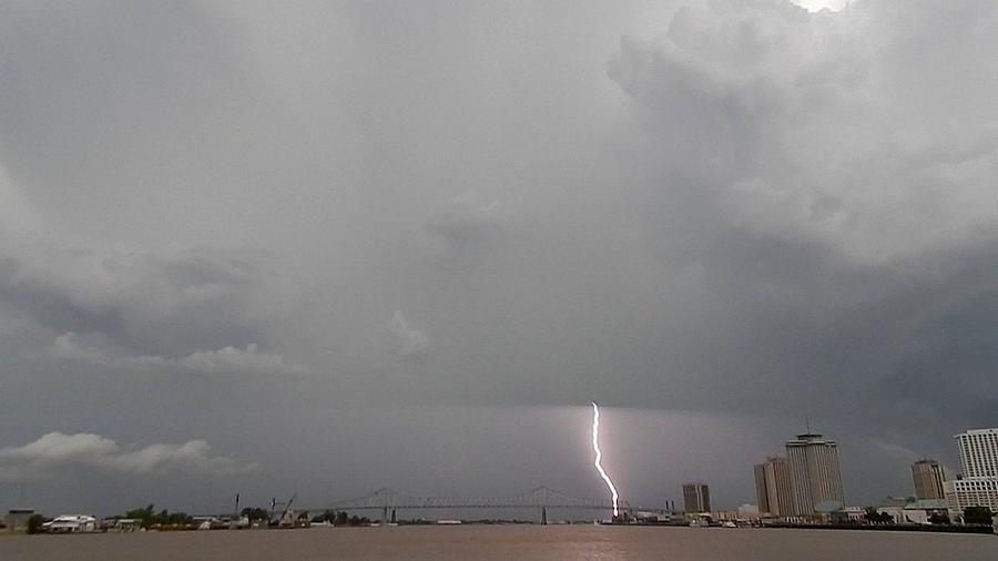 Lightning On The Mississippi River In New Orleans Photograph