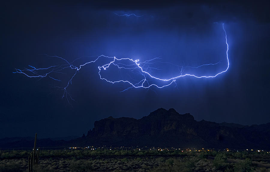 Desert Photograph - Lightning on the Superstitions  by Saija Lehtonen