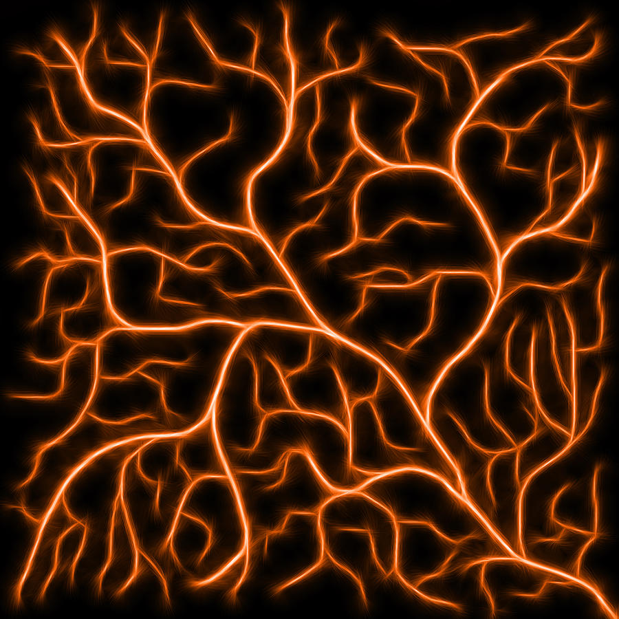 Lightning - Orange Digital Art by Shane Bechler