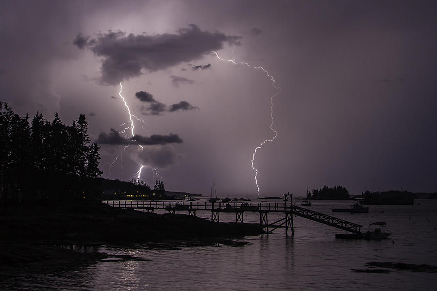 Lightning over Boothbay Harbor Photograph by Colin Chase