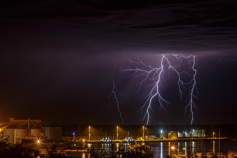 Lightning Over Bunbury Harbour Photograph by Robert Caddy