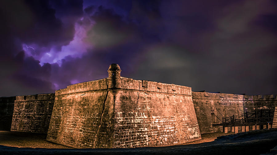 Lightning Over Castillo De San Marcos National Monument Photograph