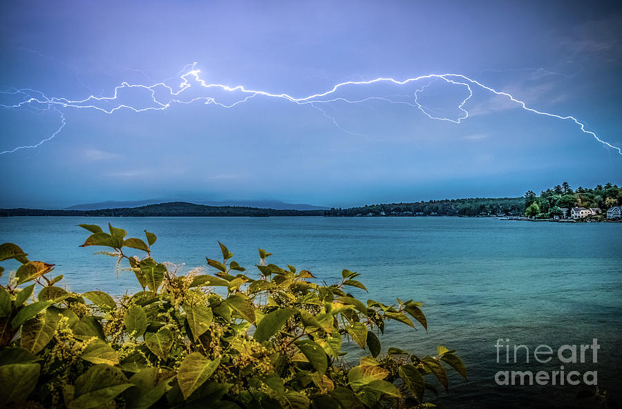 Lightning over Lake Winnipesaukee Photograph by Mim White