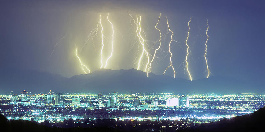 Lightning Over Phoenix Arizona Panorama Photograph by James BO Insogna
