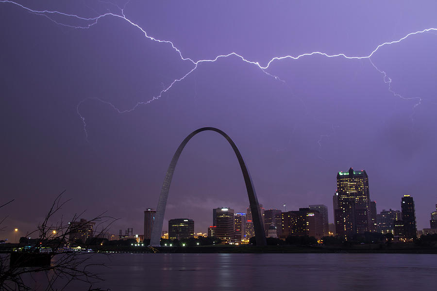 Lightning over St Louis Photograph by Garry McMichael