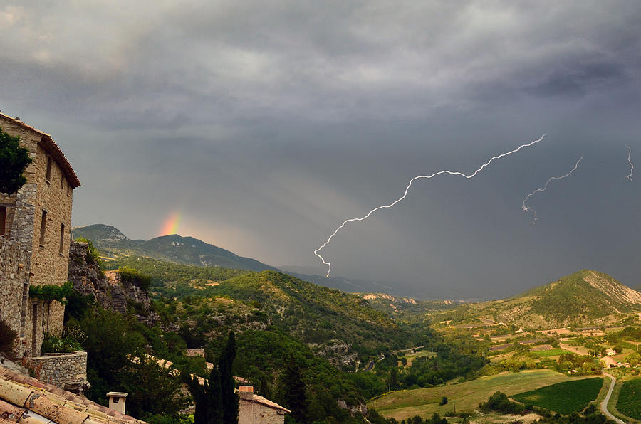 Lightning Rainbow Vercoiran France Photograph by Lawrence Knutsson