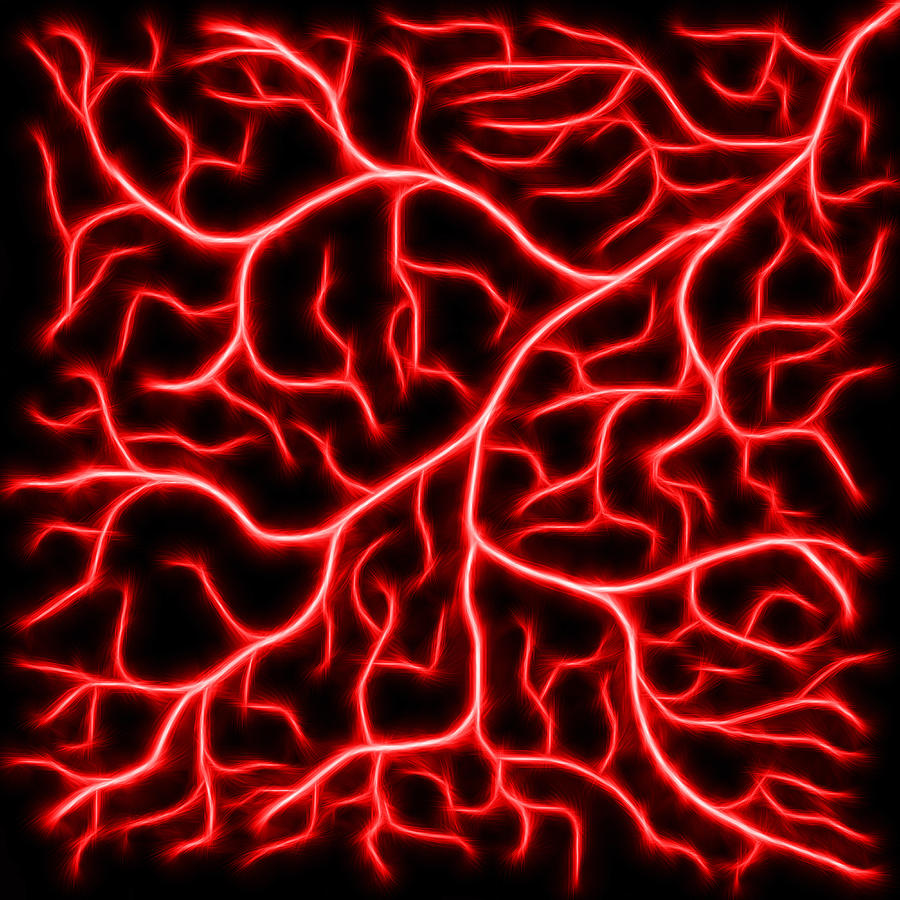 Lightning - Red Digital Art by Shane Bechler