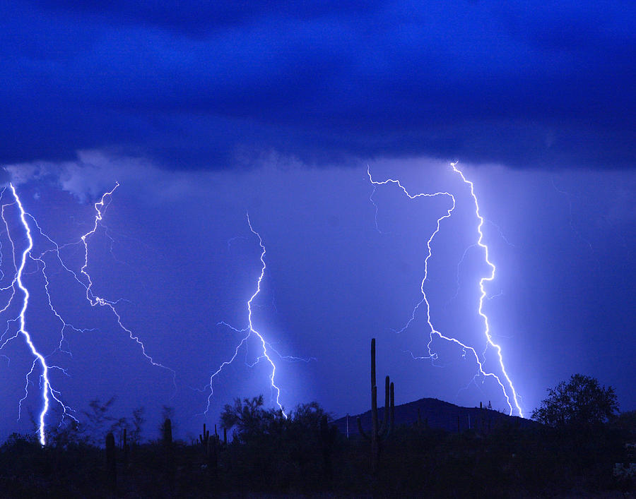 Lightning Storm in the Desert Fine Art Photography Print Photograph by James BO Insogna