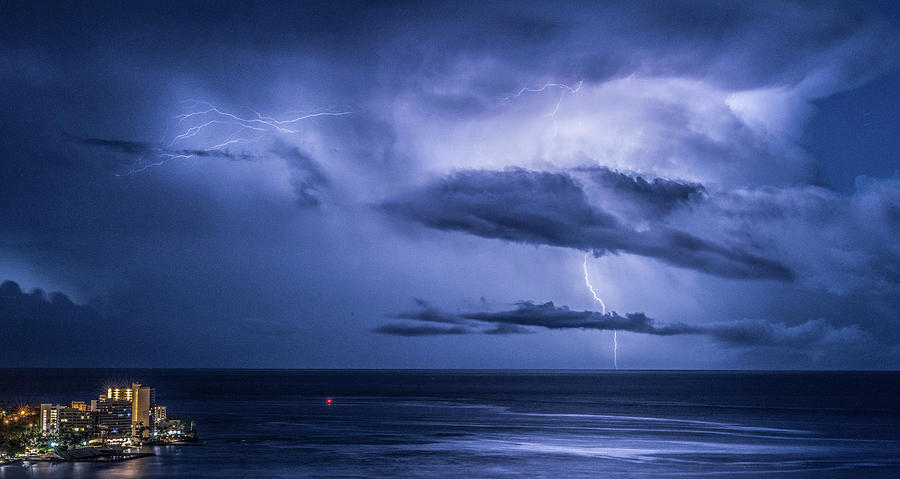 Lightning Strike At Waikiki Photograph