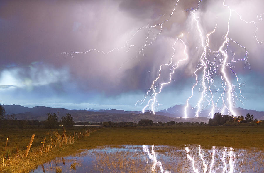 Lightning Striking Longs Peak Foothills 4 Photograph by James BO Insogna