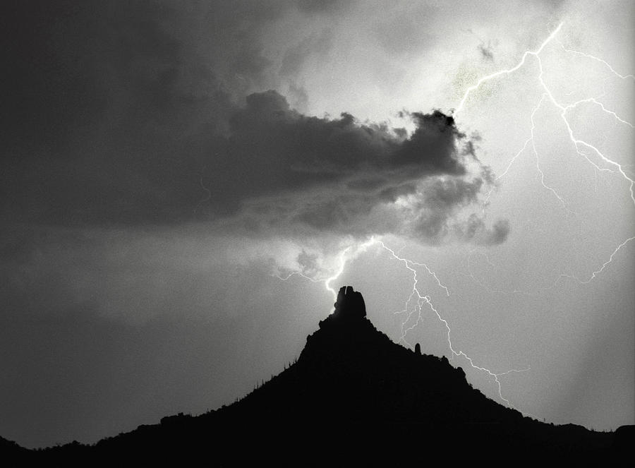 Lightning Striking Pinnacle Peak Arizona Photograph by James BO Insogna
