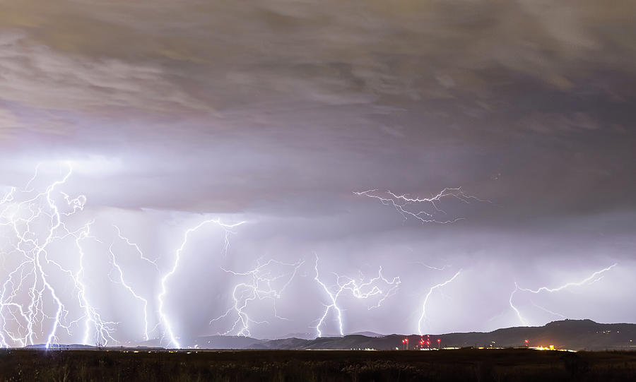 Nature Photograph - Lightning Thunderstorm Extreme Weather Over Golden Colorado by James BO Insogna