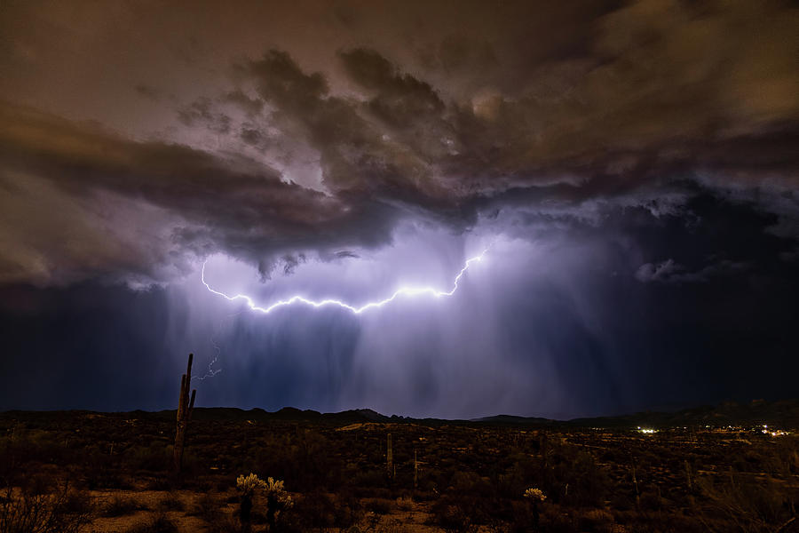 Lightning Up The Desert Nights  Photograph by Saija Lehtonen