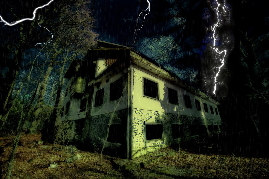 Abandoned Hotel Photograph - LIGHTNINGS ON ABANDONED HOTEL ON LIGURIA MOUNTAINS HIGH WAY - Fulmini su hotel abbandonato sullAV by Enrico Pelos