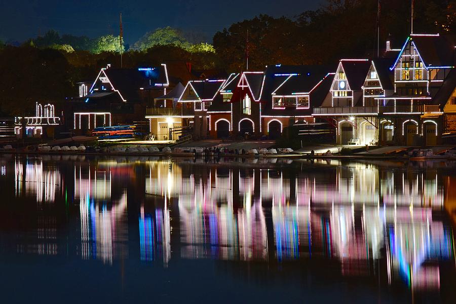 Fountain Photograph - Lights of Boathouse Row by Frozen in Time Fine Art Photography