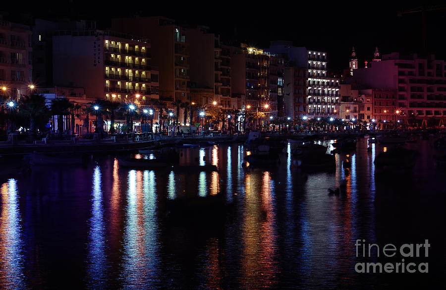 Lights Of Night Malta Photograph