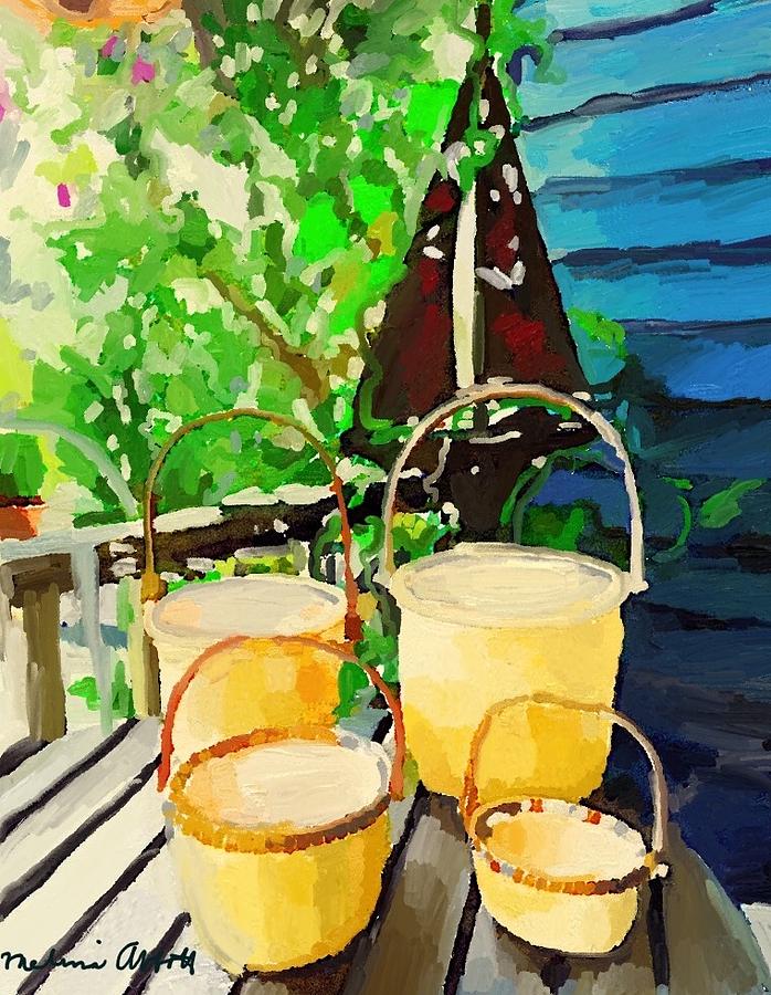 Lightship Baskets and an Old Sailboat Windvane Painting by Melissa Abbott